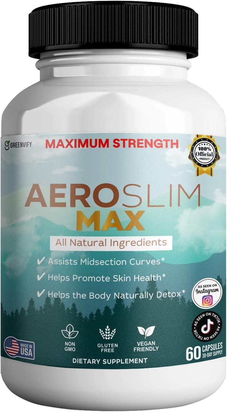 Aeroslim Max Natural Dietary Supplement, 60 Capsules, Maximum Strength, Vegan, Gluten Free, Non-GMO, Made in USA (1)