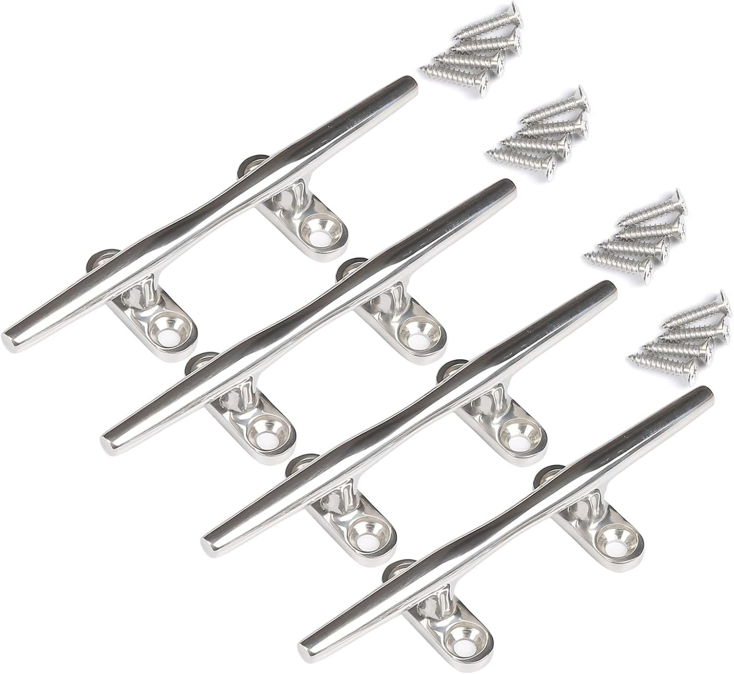 Boat Cleats 4 inch/5 inch/6 inch/8 inch Marine Dock Cleats Stainless Steel Boat Rope Cleat with Fasteners for Marine, Deck, Nautical Décor