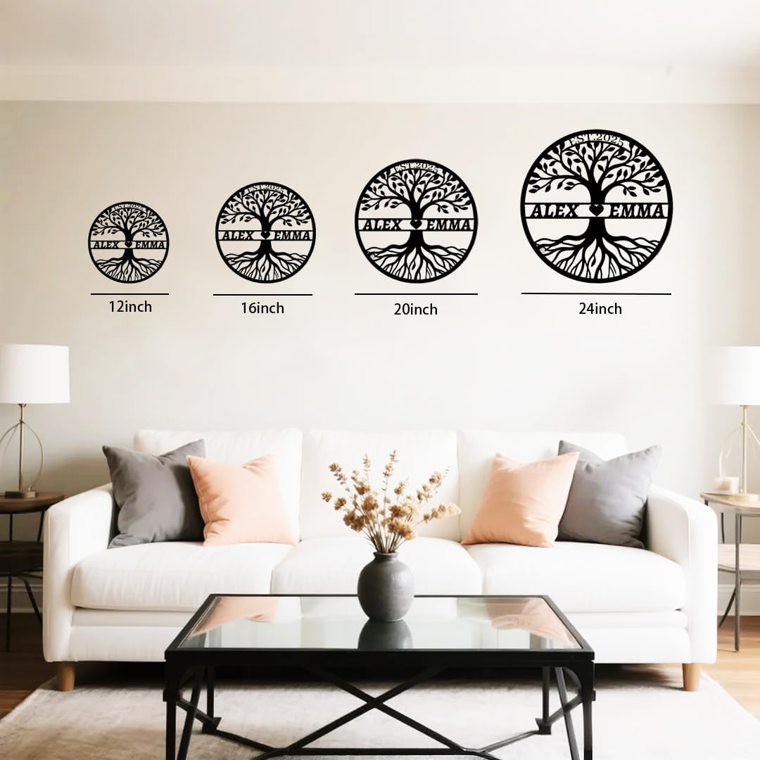 Personalized Tree of Life Metal Name Sign | Custom Metal Signs | Family Wall Art | Wedding Gift & Anniversary | Indoor Decor Gift for Women, Men, Wife, Parents, Couple