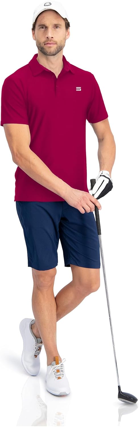 Three Sixty Six Golf Shirts for Men - Dry Fit Short-Sleeve Polo, Athletic Casual Collared T-Shirt