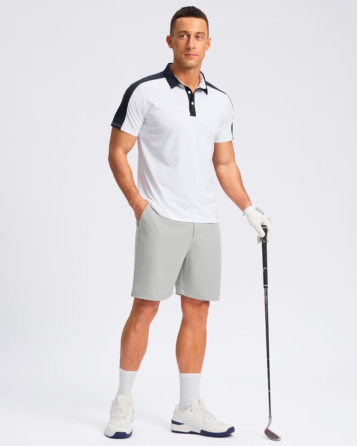 Pudolla Men's Casual Shorts 7"/9" Lightweight Golf Shorts with 3 Pockets Stretch Quick Dry Comfy Work Shorts