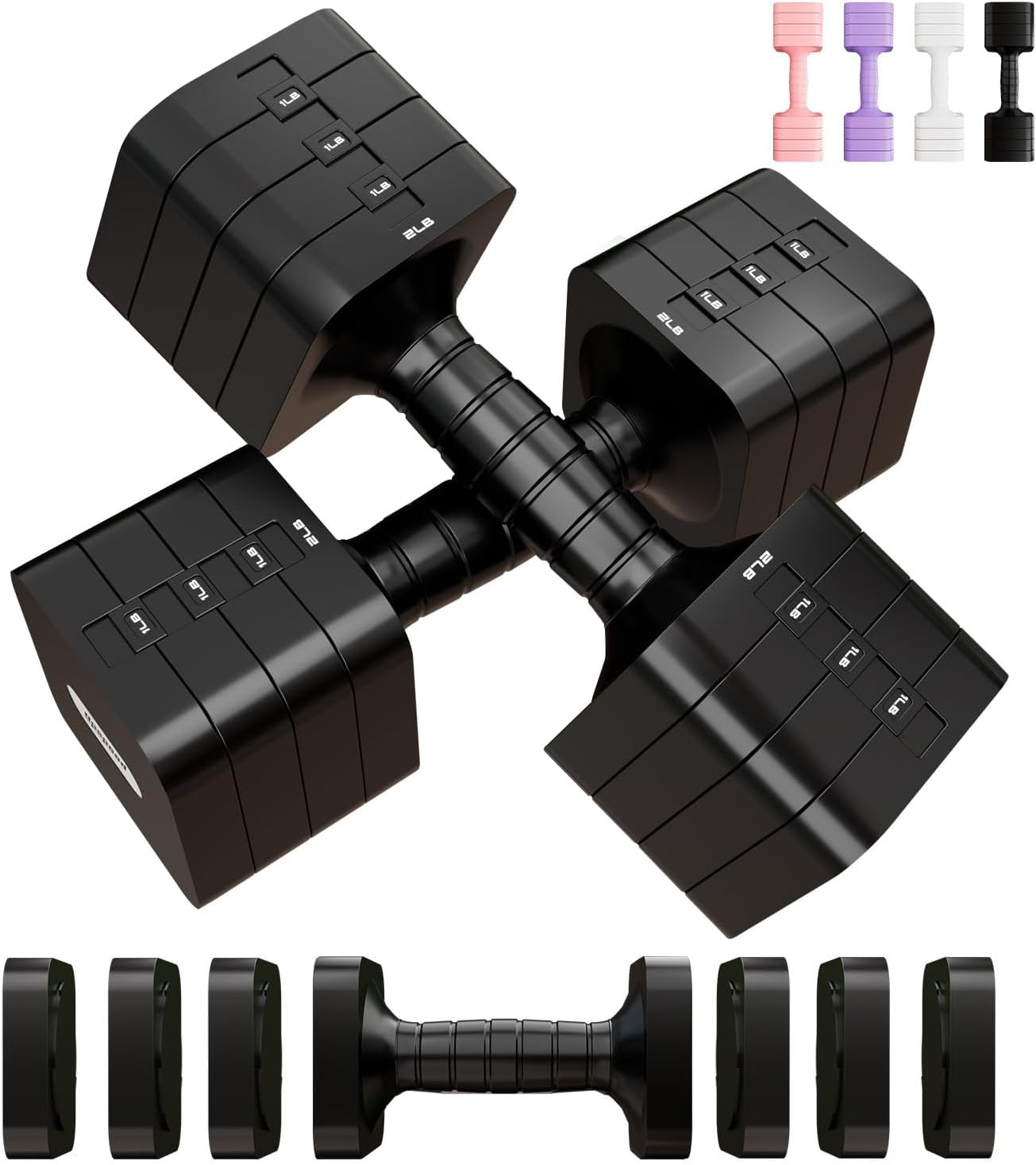 Adjustable Dumbbell Set for Women Men 16LB 20LB Hand Weights Dumbbells Sets Woman Exercise Fitness dumbbell Adjust dumbbells set of 2 for Home Gym Workout Strength Training Equipments