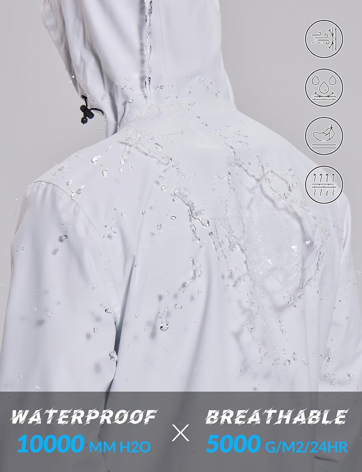 baleaf Men's Rain Jacket Waterproof Breathable Raincoat with Hood for Outdoor Hiking Traveling Cycling Windbreaker