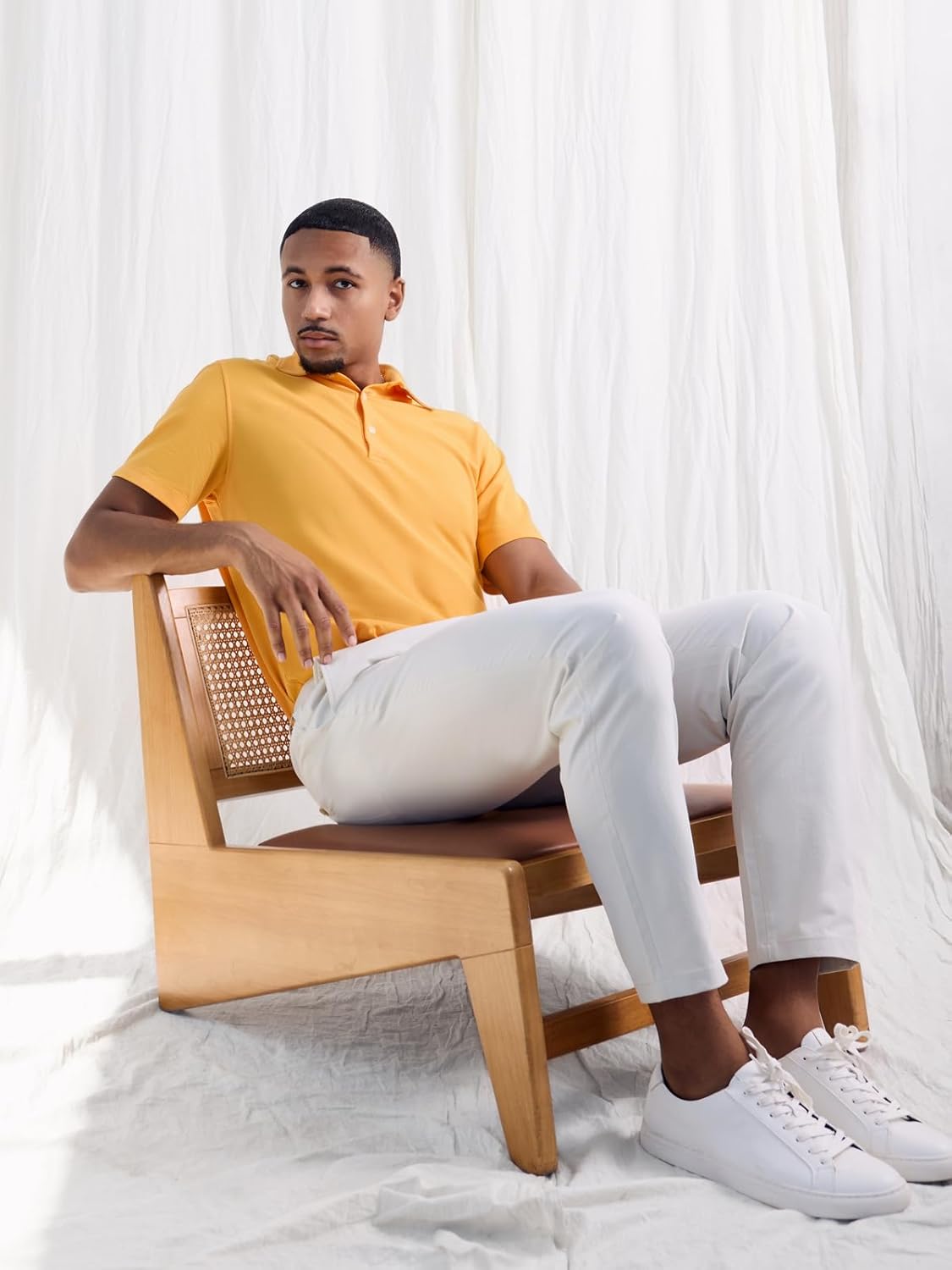 BCI Cotton Blend Pique Polo Shirts for Men Short Sleeve Tops Comfort Split Hem with 3-Color Tape