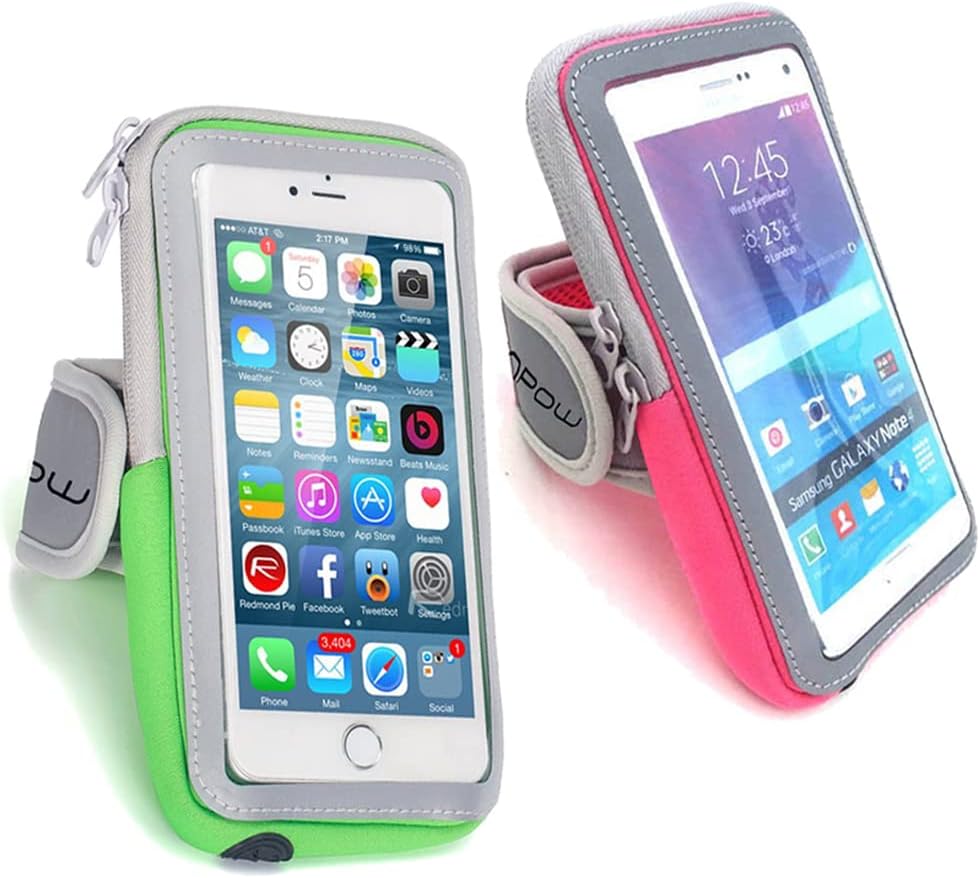 LENPOW 2 Pack Multifunctional Outdoor Sports Armband Sweatproof Running Armbag Casual Arm Package Bag Gym Fitness Cell Phone Bag Key Holder for iPhone 14 13 12 Max Pro Plus Samsung Galaxy Note S22 S21