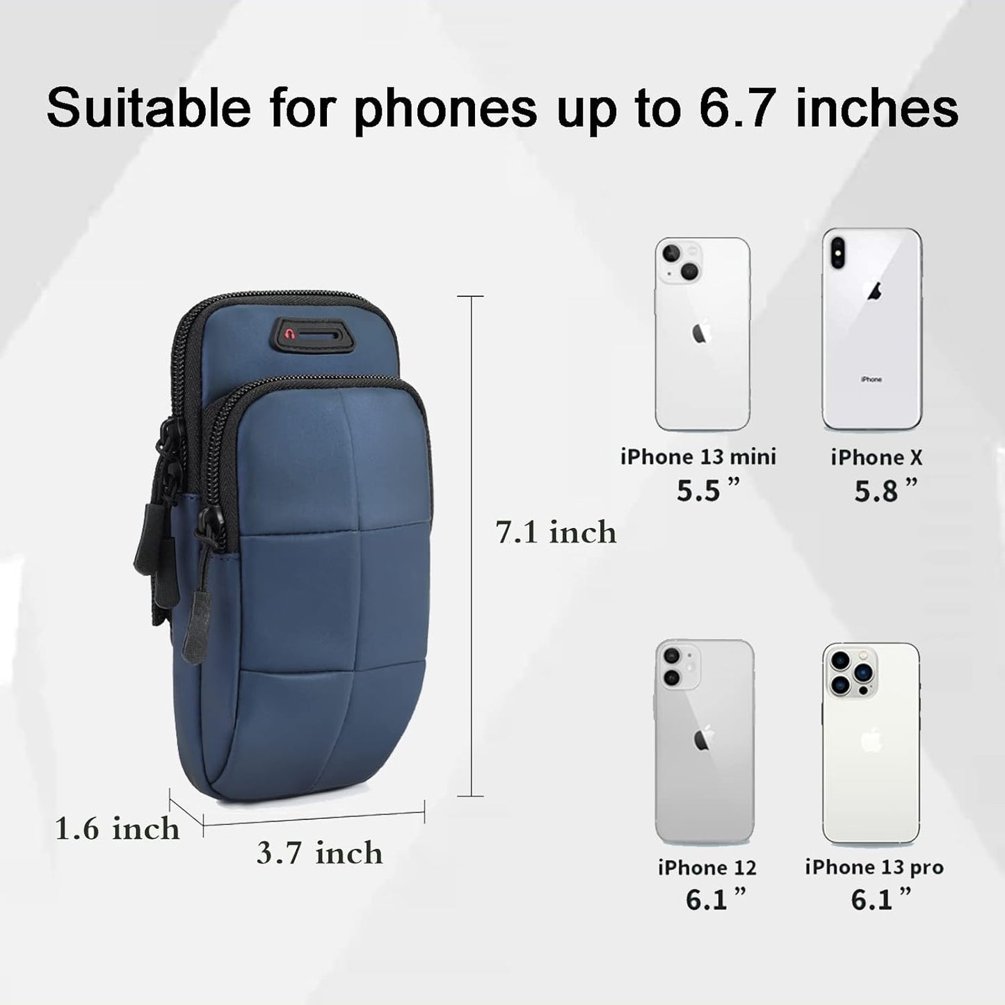 Phone Holder, Arm Bands for Workout, Use for Running, Walking, Hiking & Biking (Blue)