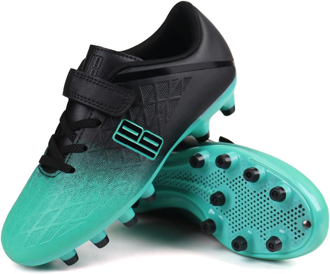 brooman Kids Firm Ground Soccer Cleats Boys Girls Athletic Outdoor Football Shoes