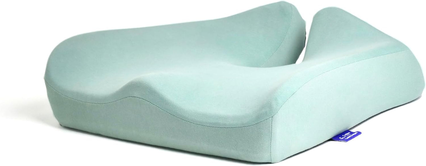 C CUSHION LAB Patented Pressure Relief Seat Cushion for Long Sitting Hours on Office/Home Chair, Car, Wheelchair - Extra-Dense Memory Foam for Hip, Tailbone, Coccyx, Sciatica - Wellness Green