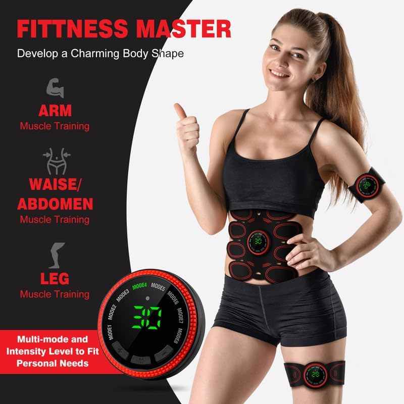 Electronic Muscle Stimulator, Abs Stimulator Muscle Toner, Ab Machine Trainer USB Rechargeable Gear for All Body, Fitness Strength Training Workout Equipment for Men and Women H9