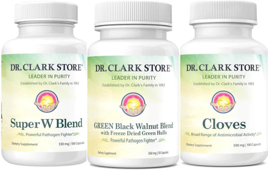 Dr. Clark Store Intestine Support & Cleanse Kit - with Freeze-Dried Green Black Walnut Hulls, Wormwood, and Cloves-Helps Maintain Optimum Intestinal Function