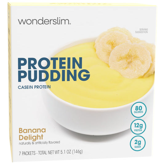 WonderSlim Protein Pudding, Banana Delight, Gluten Free, Low Carb, Low Sugar (7ct)