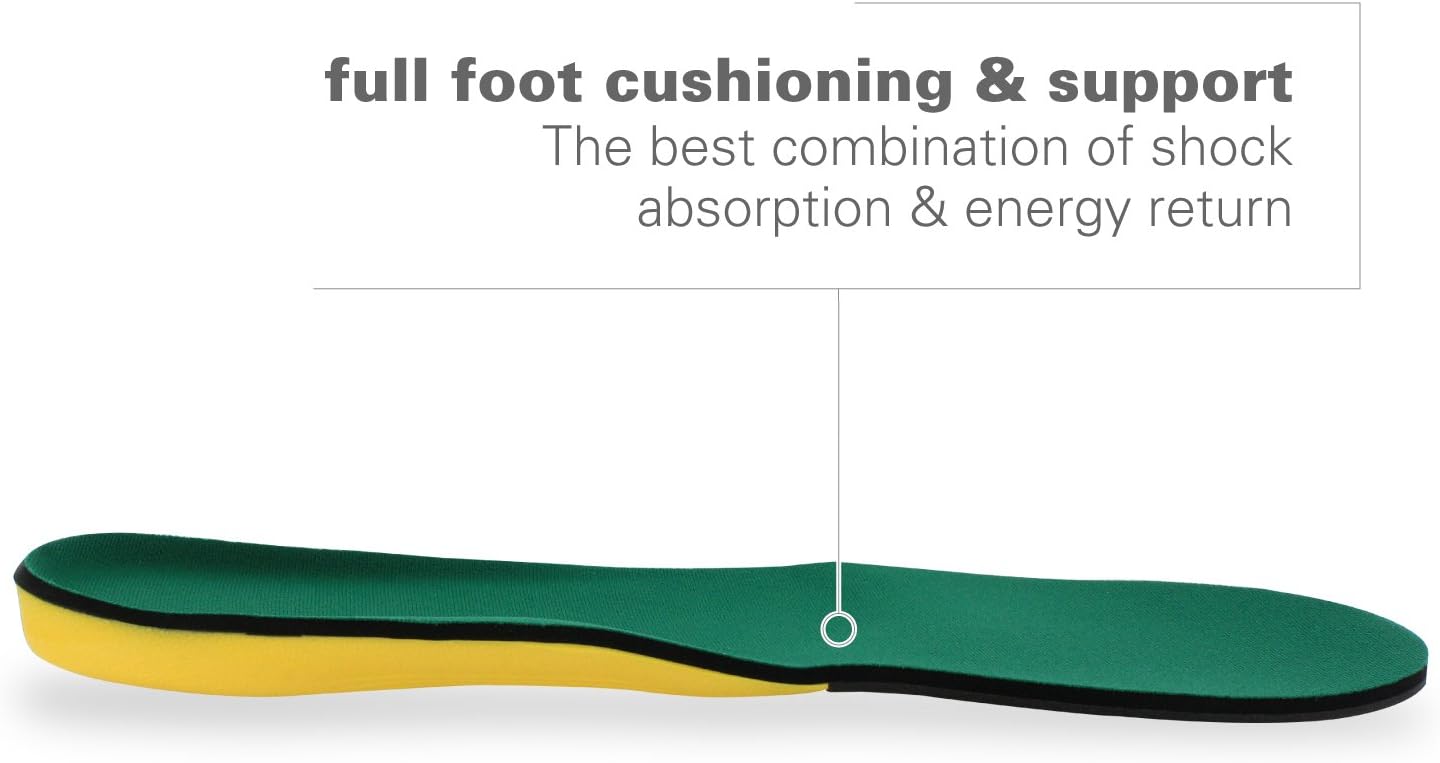 Spenco Polysorb Cross Trainer Athletic Cushioning Arch Support Shoe Insoles, Green, Women's 11-12.5/Men's 10-11.5