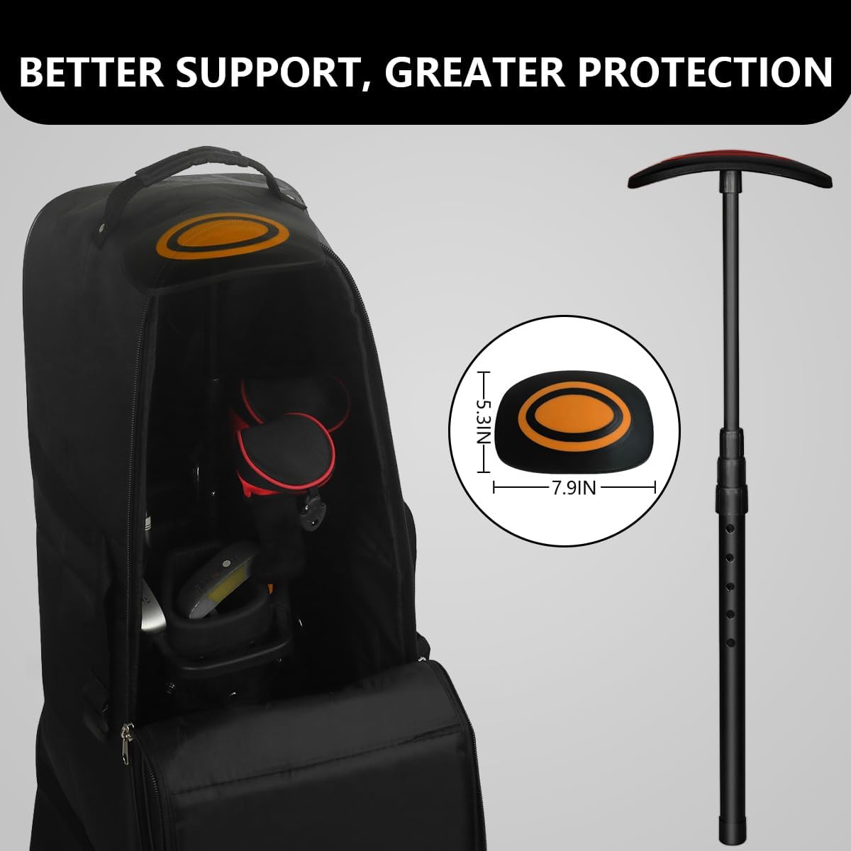 LTY Golf Travel Support Arm, Golf Travel Brace, Golf Travel Protection Kit, Golf Travel Bag Support System - Featuring a New Shape Designed for Better fit with Golf Bags