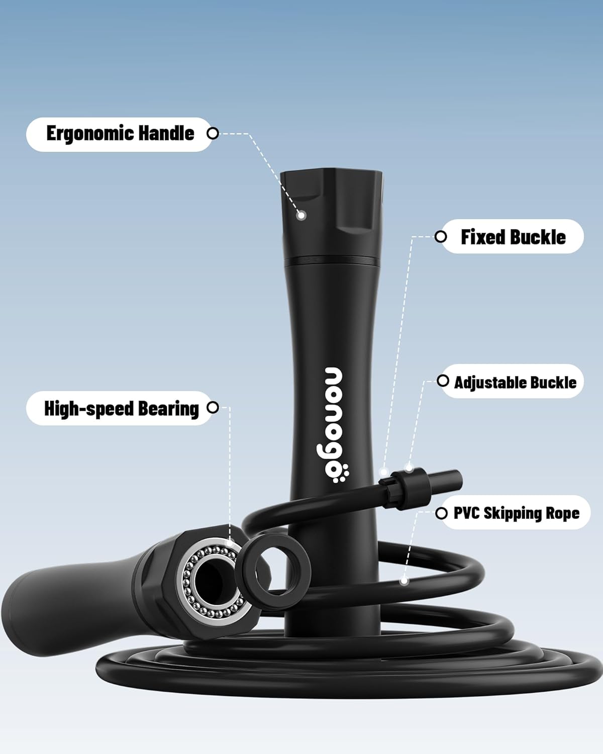 nonogo 1.1LB Weighted Jump Rope for Women – Adjustable 10mm Heavy PVC Skipping Rope for Fitness, Ideal for High-Intensity Training, MMA, Boxing, CrossFit, Weight-loss Workouts