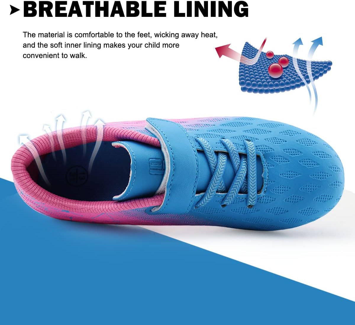 brooman Kids Firm Ground Soccer Cleats Boys Girls Athletic Outdoor Football Shoes