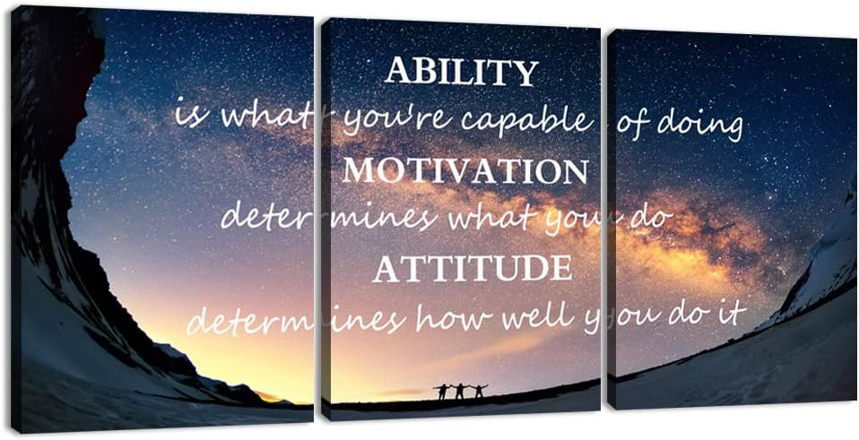 3 Panels Successful Inspirational Posters Quotes Wall Art Ability Modern Motivational Painting Picture Prints on Canvas Artwork Motto for Office Bedroom Decor Living Room Home Decor (16”Hx36”W)