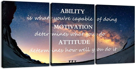 3 Panels Successful Inspirational Posters Quotes Wall Art Ability Modern Motivational Painting Picture Prints on Canvas Artwork Motto for Office Bedroom Decor Living Room Home Decor (16”Hx36”W)