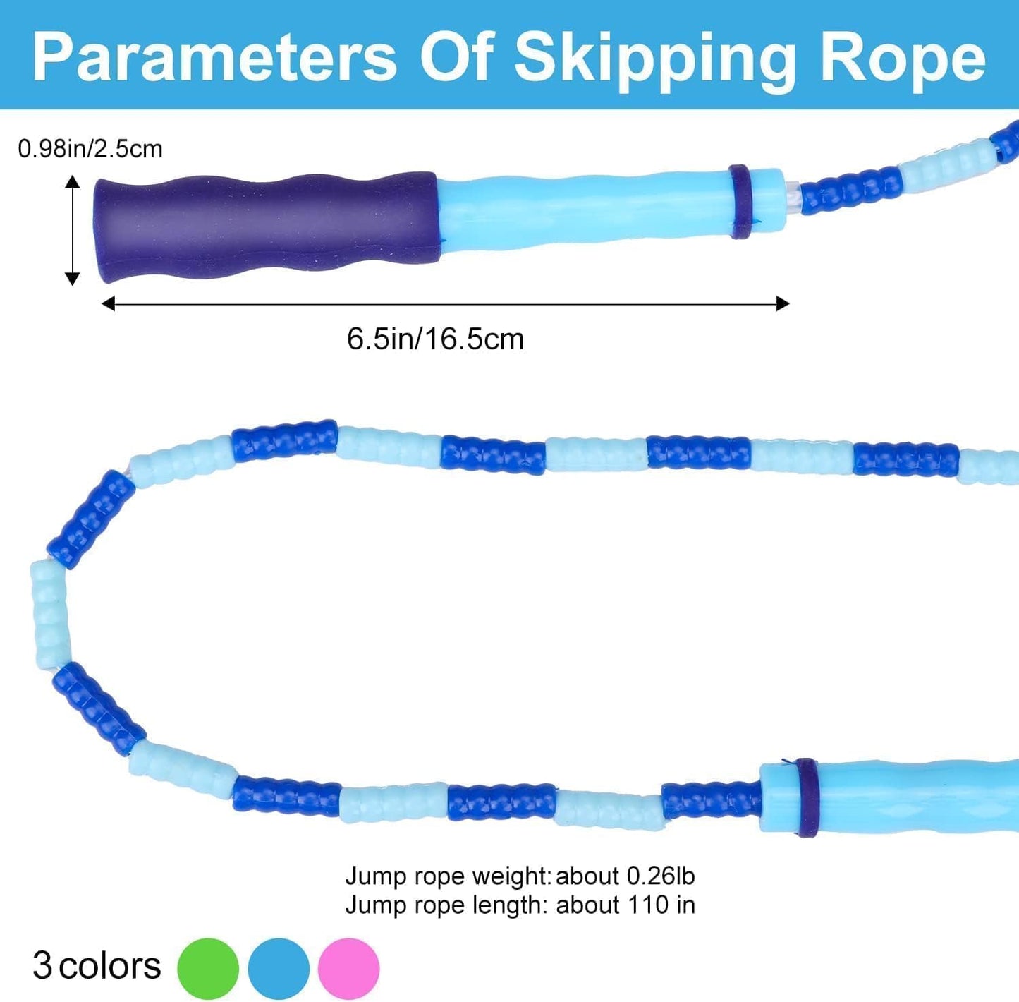GRAWUN Jump Rope For Kids, Soft Beaded Jump Rope, Adjustable Length Tangle-Free Segmented Soft Beaded Skipping Rope，for Women, Men and Kids Keeping Fit, Workout and Weight Loss