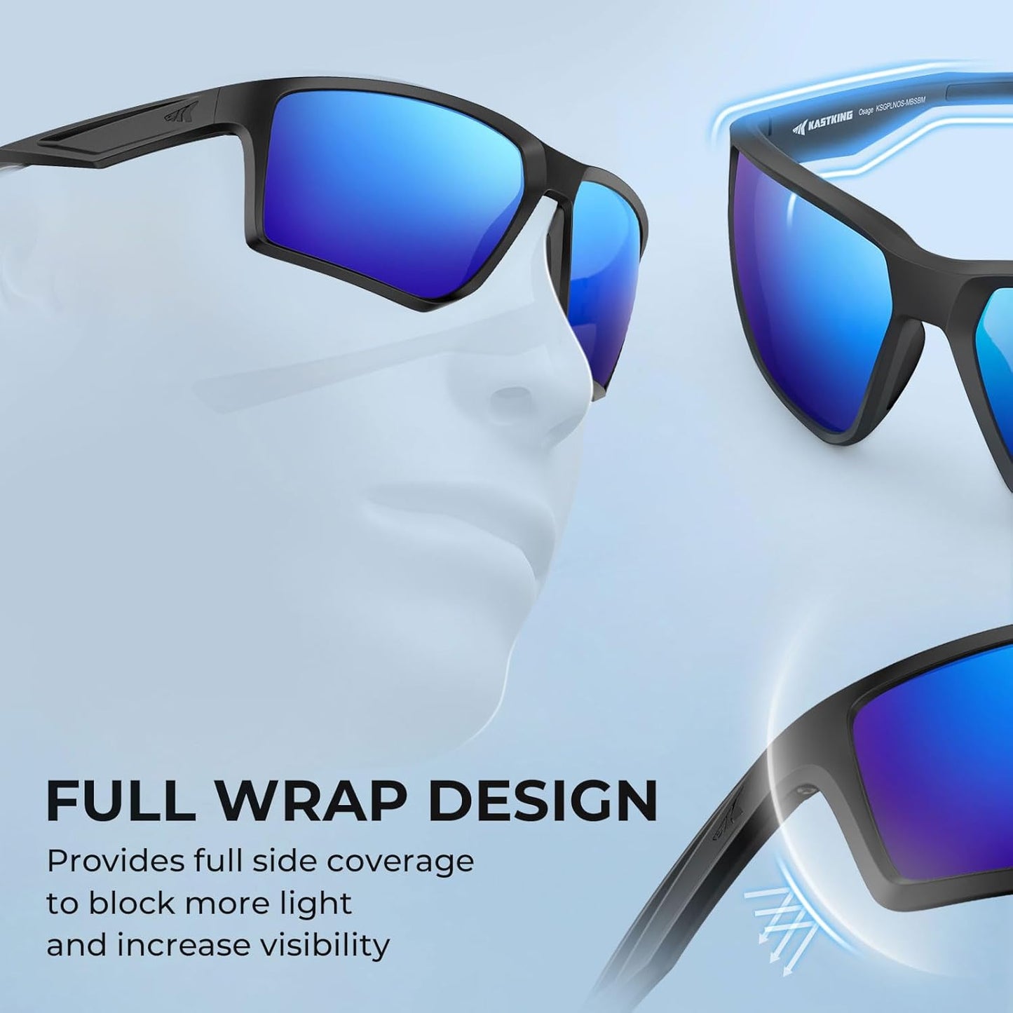 KastKing Osage Polarized Sport Sunglasses for Men and Women, Ideal for Driving Fishing Cycling Running, UV Protection