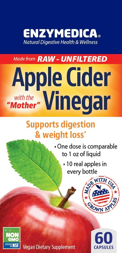 Enzymedica, Apple Cider Vinegar, Healthy Weight and Digestive Support, 60 Count