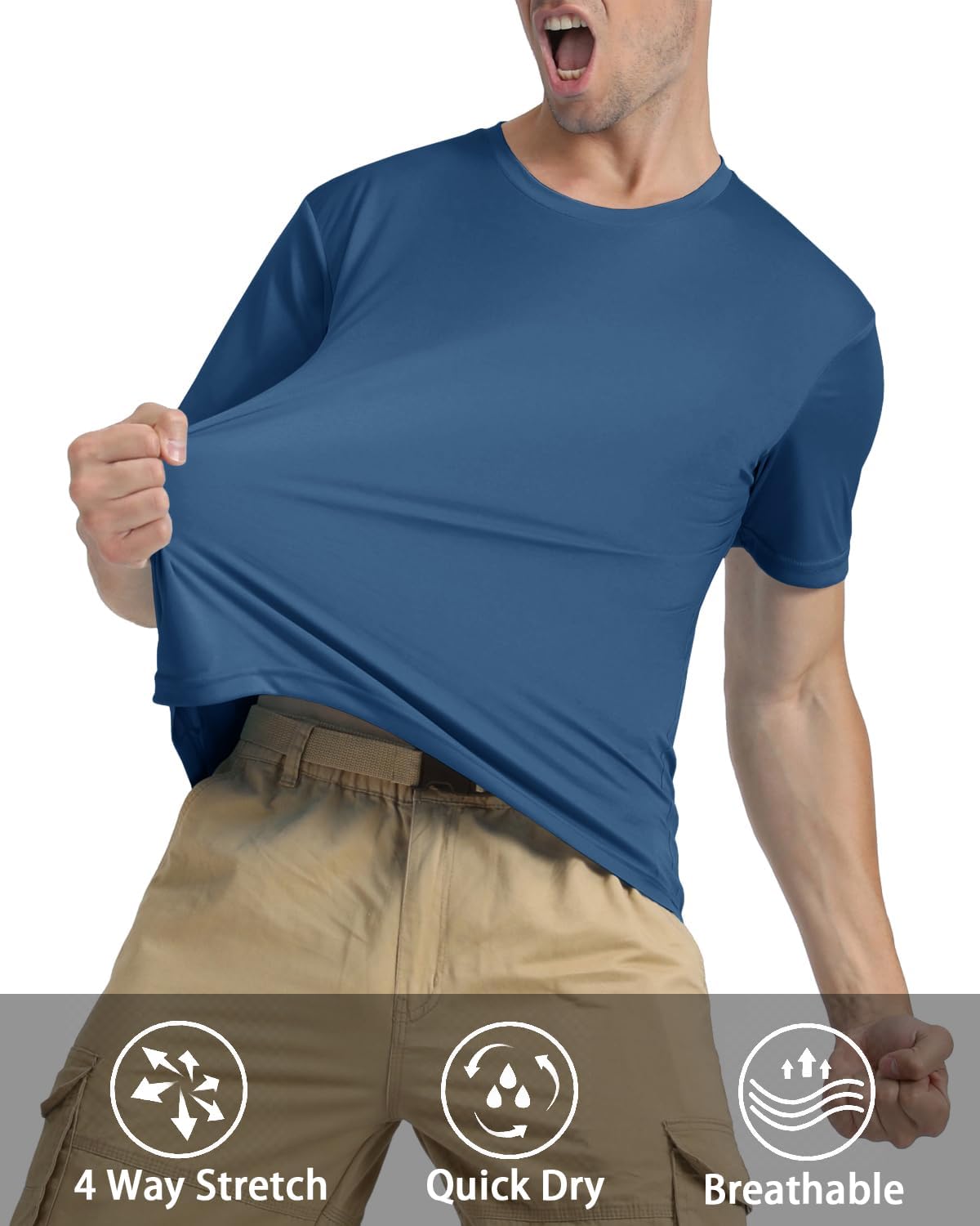 KEFITEVD Men's Short Sleeve UPF 50+ Sun Protection Shirts Quick Dry Rashguard Swim Shirt SPF Workout Fishing Athletic T-Shirt