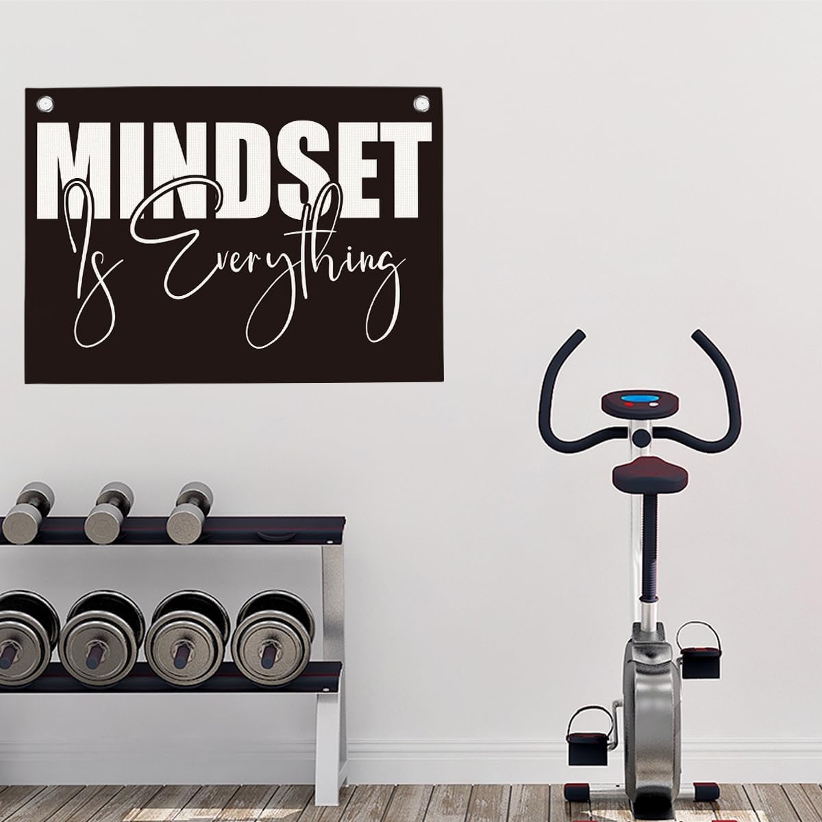 Mindset is Everything Gym Motivational Wall Art Banner Dorm Posters Gifts for Guys Men Women Gym Flag Decor for Home Gym Bedroom Workout Room 30x20 Inchs