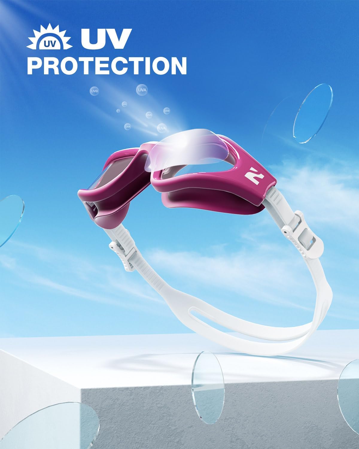 ZIONOR G1 Lite Swim Goggles with Swim Cap Comfortable Anti-fog Swimming Goggles Cap Set for Adult Men Women