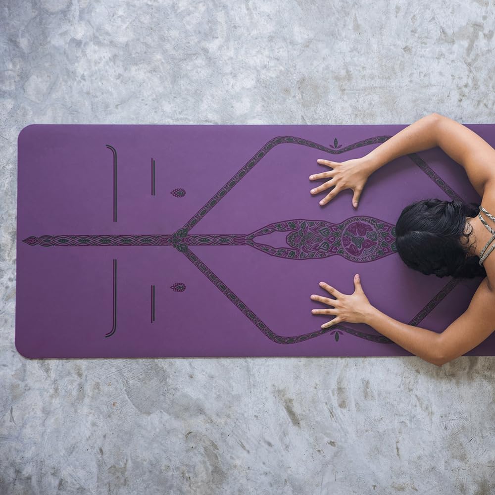 Liforme Printed Yoga Mat Collection - Free Yoga Bag Included - Patented Alignment System, Warrior-like Grip, Non-Slip, Eco-friendly, Sweat-resistant, Long, Wide and Thick for Comfort