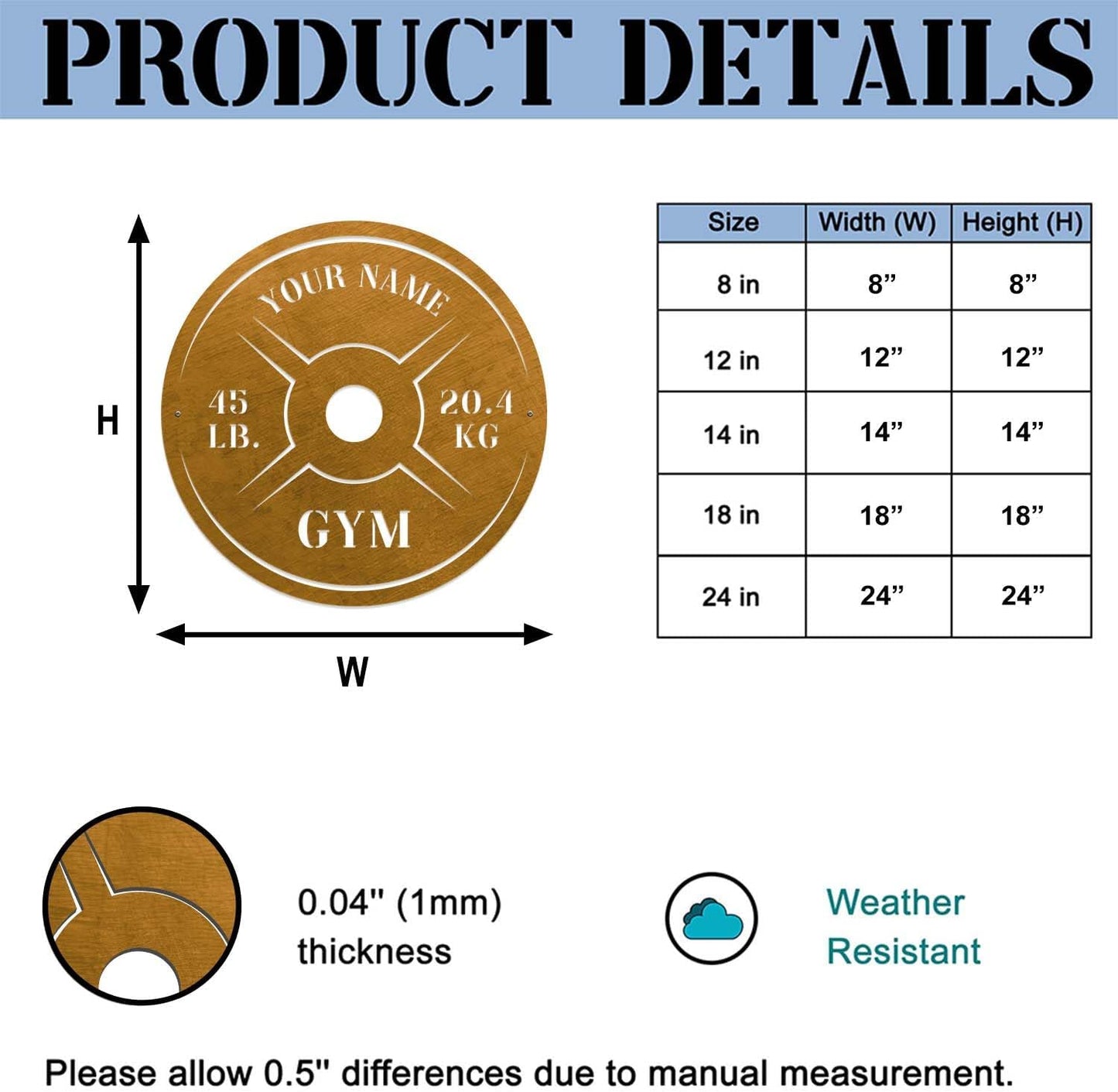 Personalized Home Gym LED Tin Metal Sign Multiple Sizes, Weight Lifting Exercise Workout Room Training Fitness Center Motivational Inspirational Quotes Decor Wall Art Hanging Accessories (10 LED)