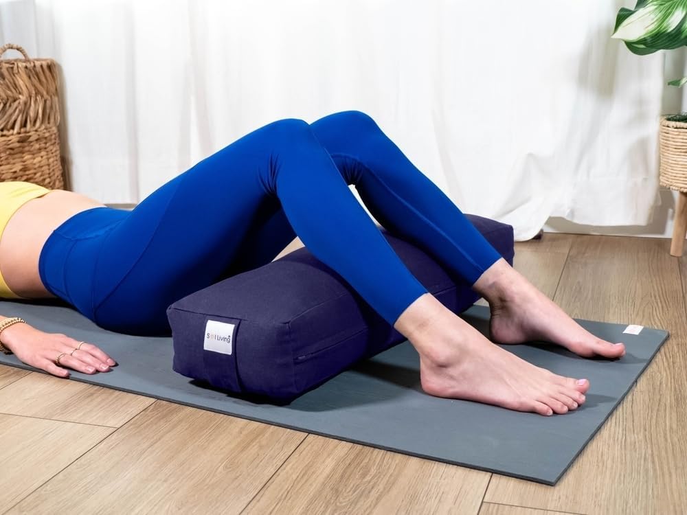 Sol Living Yoga Bolster Pillow Rectangular Meditation Cushion Cotton Meditation Accessories for Restorative Yoga Meditation Pillow Yoga Pillow Firm Body Pillow Bolster Pillow for Legs Removable Cover