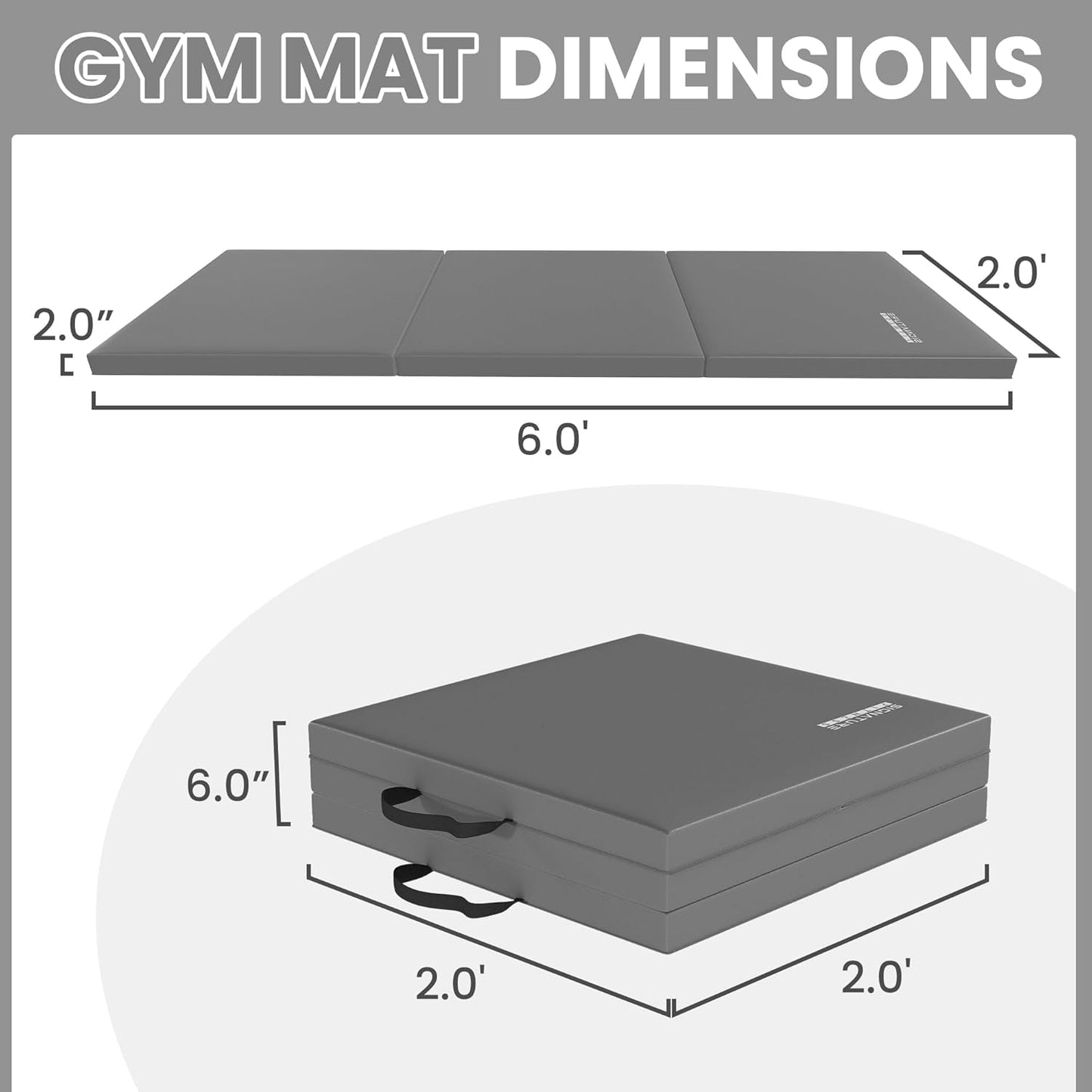 Folding Exercise Gymnastics Mat, 2" Thick Gym Workout Mat with Carrying Handles High-Density Anti-Tear Portable Fitness Aerobics Mats for Home Gym Yoga Pilates Tumbling MMA Core Training