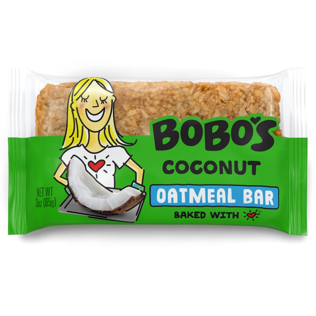 Bobo's Oatmeal Bars, Coconut, Gluten Free Vegan Whole Grain Oat Bars, Pack of 12