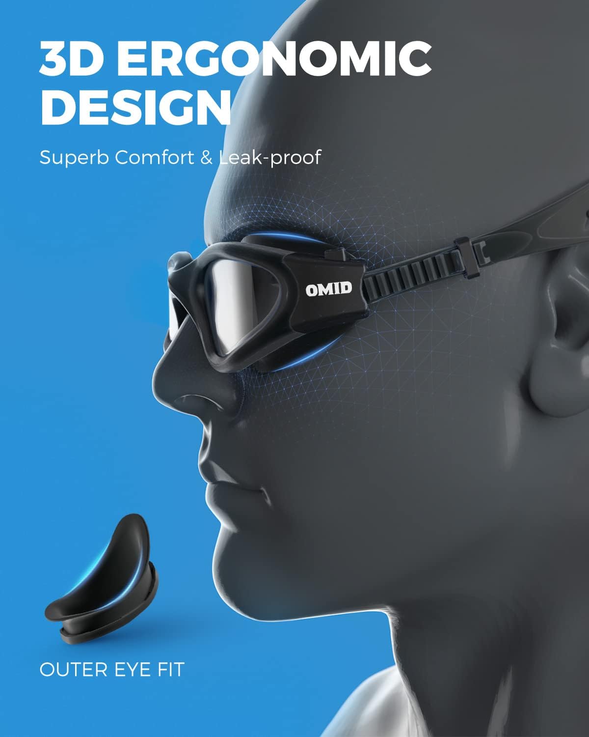 OMID Swim Goggles, P2 Polarized Swimming Goggles for Men Anti-fog Goggles Swimming for Adult Women