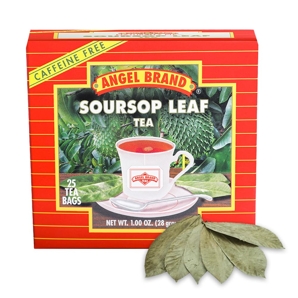 Angel Brand Soursop Tea Bags 25 Natural Tea Bags for Health Benefits and Immune Support, Famous in Jamaican Culture - Graviola Leaves Give Taste, Vitamins & Minerals