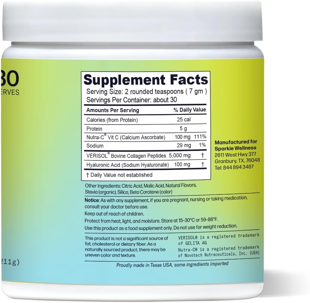 Sparkle Wellness Skin Boost Plus (Tropical) [30-Serves] | Collagen Powder Supplement with VERISOL Bioactive Hydrolyzed Collagen Peptides, Vitamin C & Hyaluronic Acid