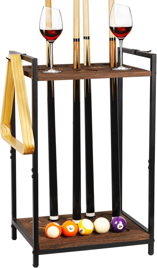 Pool Stick Holder Pool Cue Holder Rack Cue Stick Holder 10 Cues Billiard Cue Racks for Billiard Room Club Pool Table Accessaries (Torched Black 10-Hole)