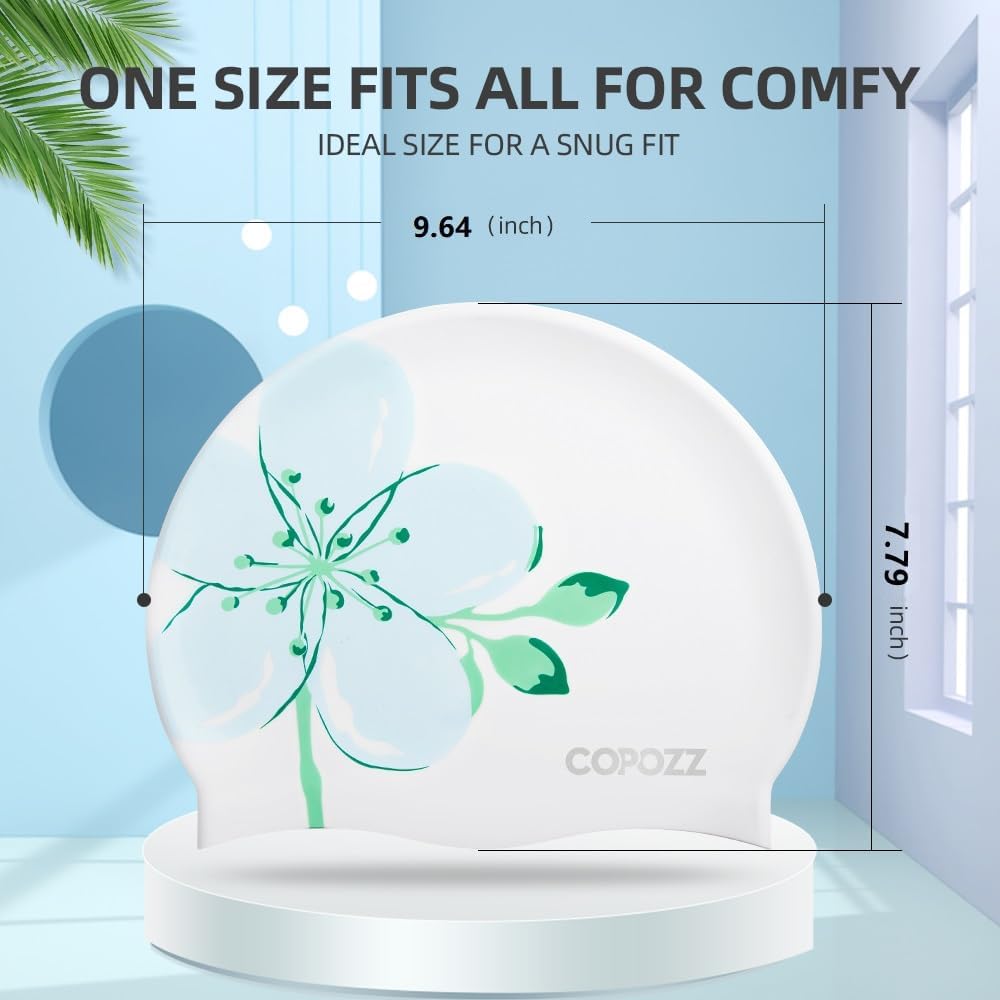 COPOZZ Stylish Silicone Swim Cap for Women – Comfortable, Durable, and Hair-Protecting Design