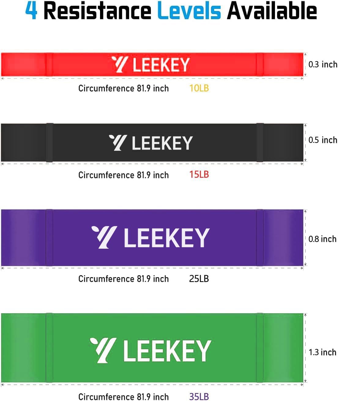 LEEKEY Resistance Bands Set for Pull-Up Assistance & Full-Body Training, Multi-Level Exercise Bands with Bag for Home Workouts, Physical Therapy, Strength Training (Men/Women)