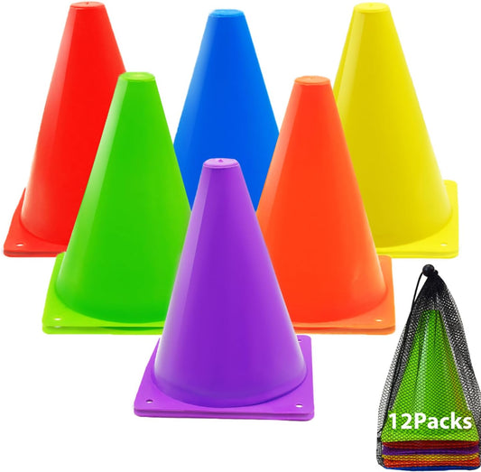 12/24/48Pcs Soccer Cones,7" or 9" Soccer Cones for Training, Multicolor Cones Sports Soccer Training Cones, Field Cones for Skating Basketball Football Drills Practice