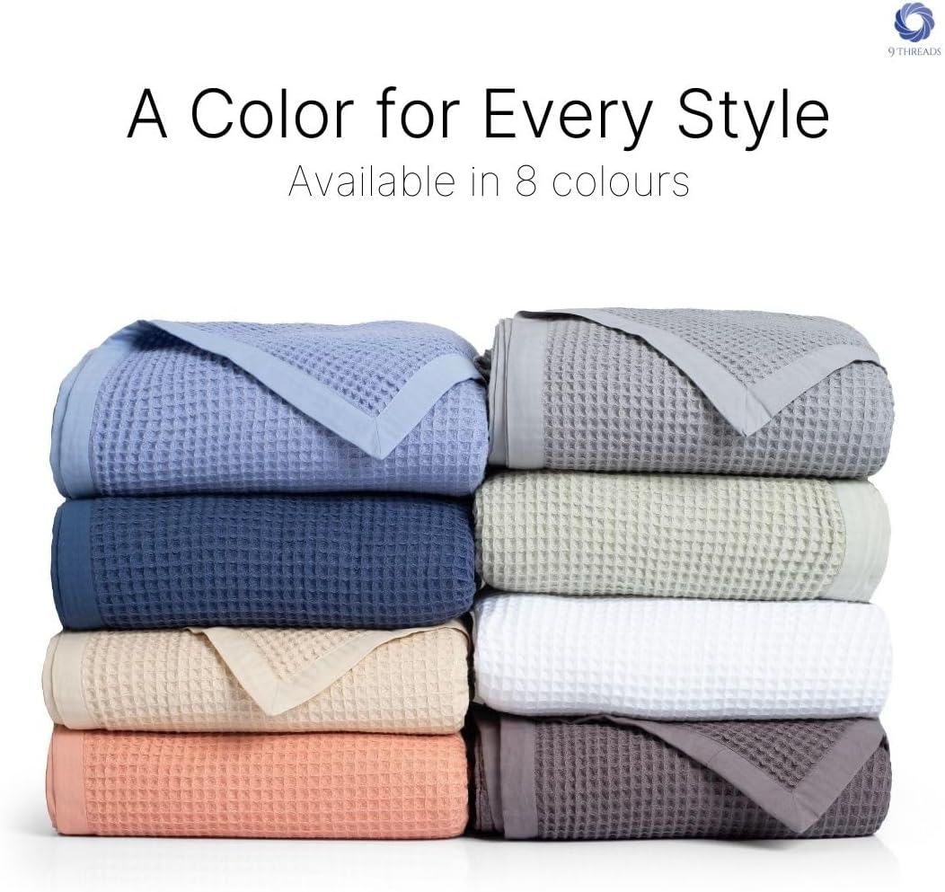 GOTS Certified Organic Cotton Waffle Weave Blanket, Queen Bed Size, 90"X90"Cozy Throw Blanket for Couch, Modern Home Decor, Throw Blankets,Waffle Blanket, Soft Bed Blankets -Scottish Grey