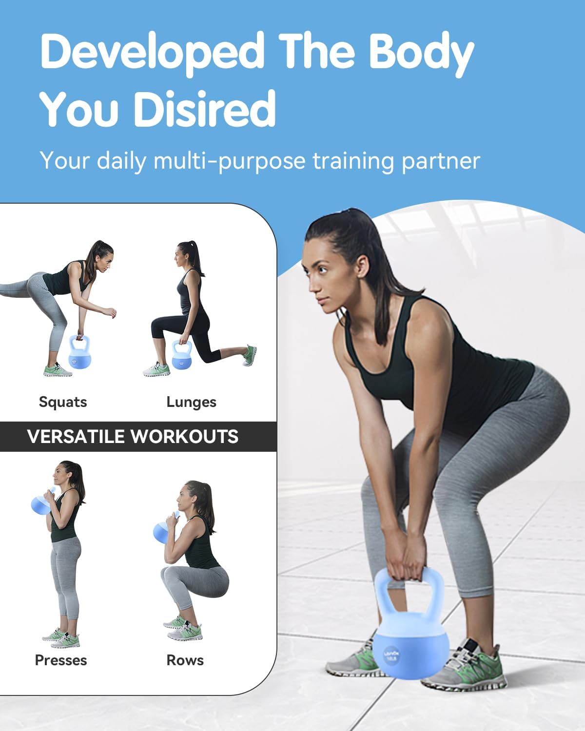 Soft Kettlebell - Cushioned Impact-Resistant Base and Anti-Slip, Kettle bell Anti-Slip Grip Weight for Home Workouts, Safe Strength Training Kettlebells Sets for Women & Men, With Non-slip Gloves