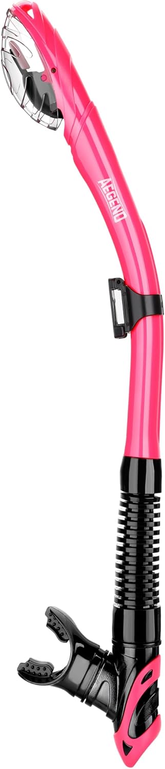 Aegend Dry Snorkel, Dive Mask Easy-Breath Free Diving Snorkel for Snorkeling Scuba Diving Freediving Swimming, with Top Dry Valve and Food-Grade Silicone Mouthpiece