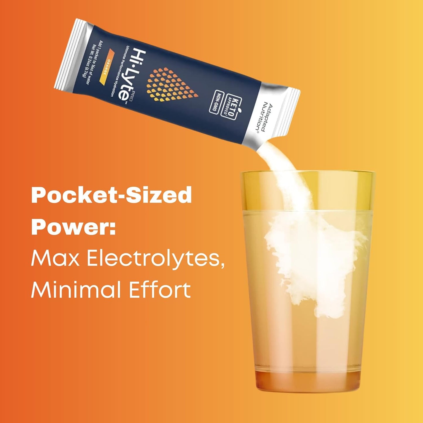 Hi-Lyte Pro Hydration Packets - 16 Individual Drink Packets | Orange | Flavored Electrolyte Powder | Sugar-Free, Zero Carb, Zero Calorie