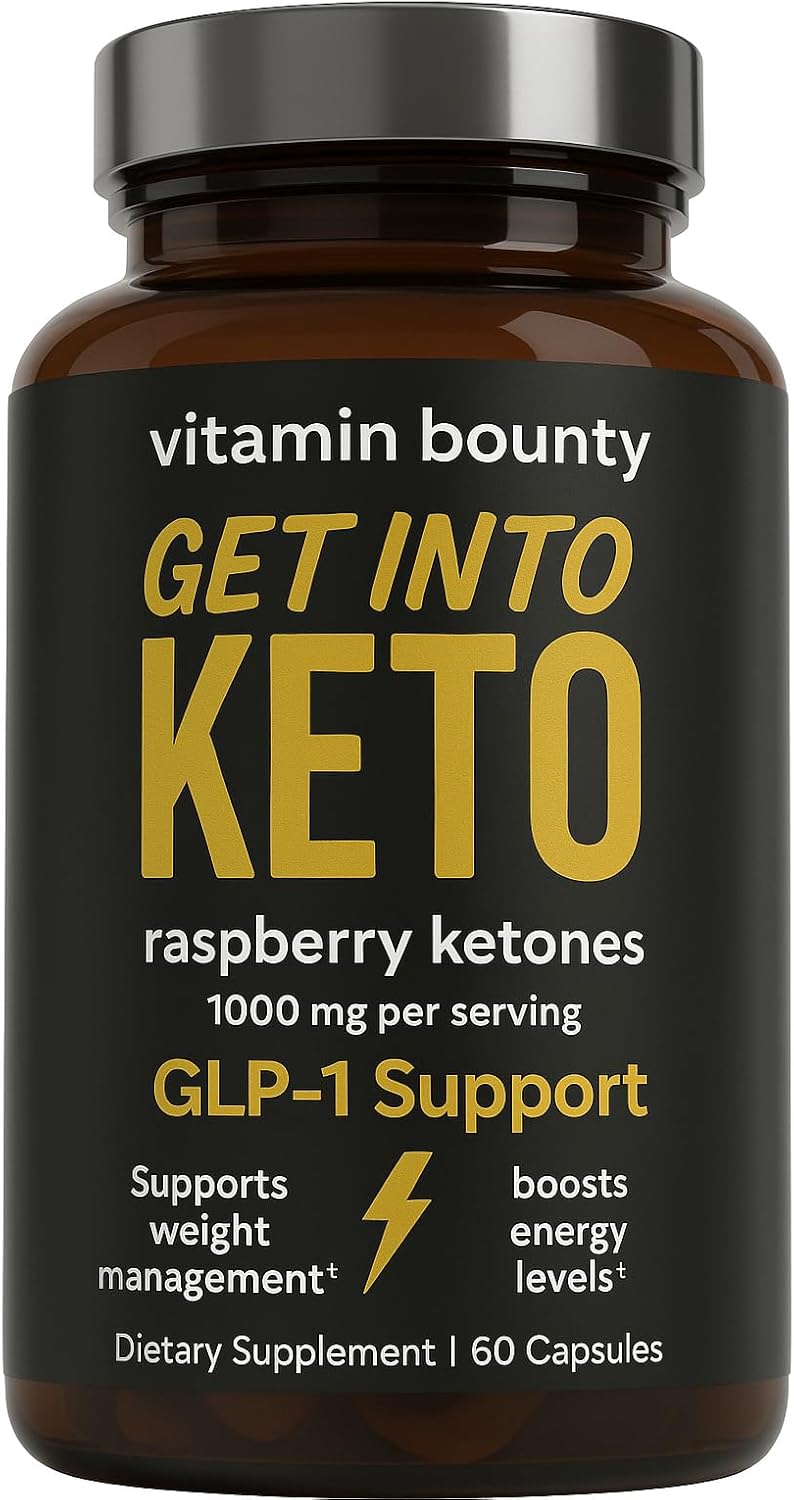 Vitamin Bounty Premium Raspberry Ketones Supplement - Keto Pills for Weight Loss - Promotes Ketosis & Metabolism Support - Keto Diet Aid - Energy Boost for Women & Men - 60 Capsules