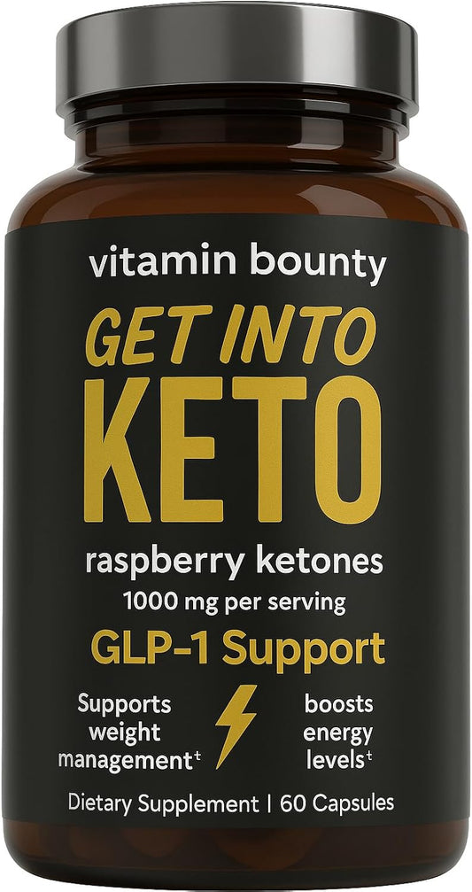 Vitamin Bounty Premium Raspberry Ketones Supplement - Keto Pills for Weight Loss - Promotes Ketosis & Metabolism Support - Keto Diet Aid - Energy Boost for Women & Men - 60 Capsules