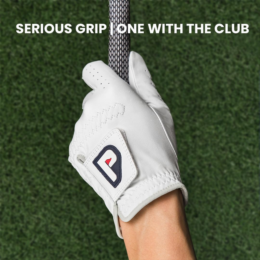 PUR3 Individual - Cabretta Leather Men's Golf Glove, Ultra Soft, with Ball Marker for Right Hand and Left Hand Golfers