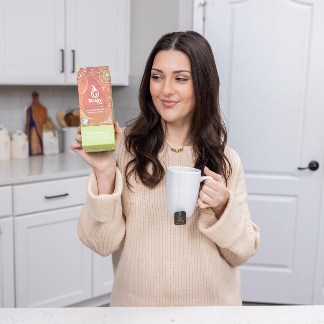 Térapy Ceylon's PMS Balance Tea For Women - 100% Natural Herbal Ingredients - Soothing Support for PMS Relief, Monthly Cycle Period Tea - Red Hibiscus, Cumin, Licorice & More Herbs