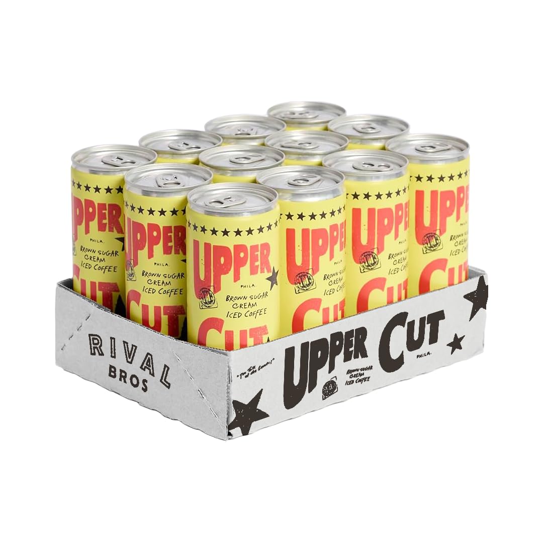 Rival Bros Upper Cut Ready to Drink Iced Coffee, Brown Sugar Cream Flavored, 7.5 Fl Oz, 12 Count, Perfect for On-the-Go, 111mg Caffeine, Easy to Drink Canned Coffee