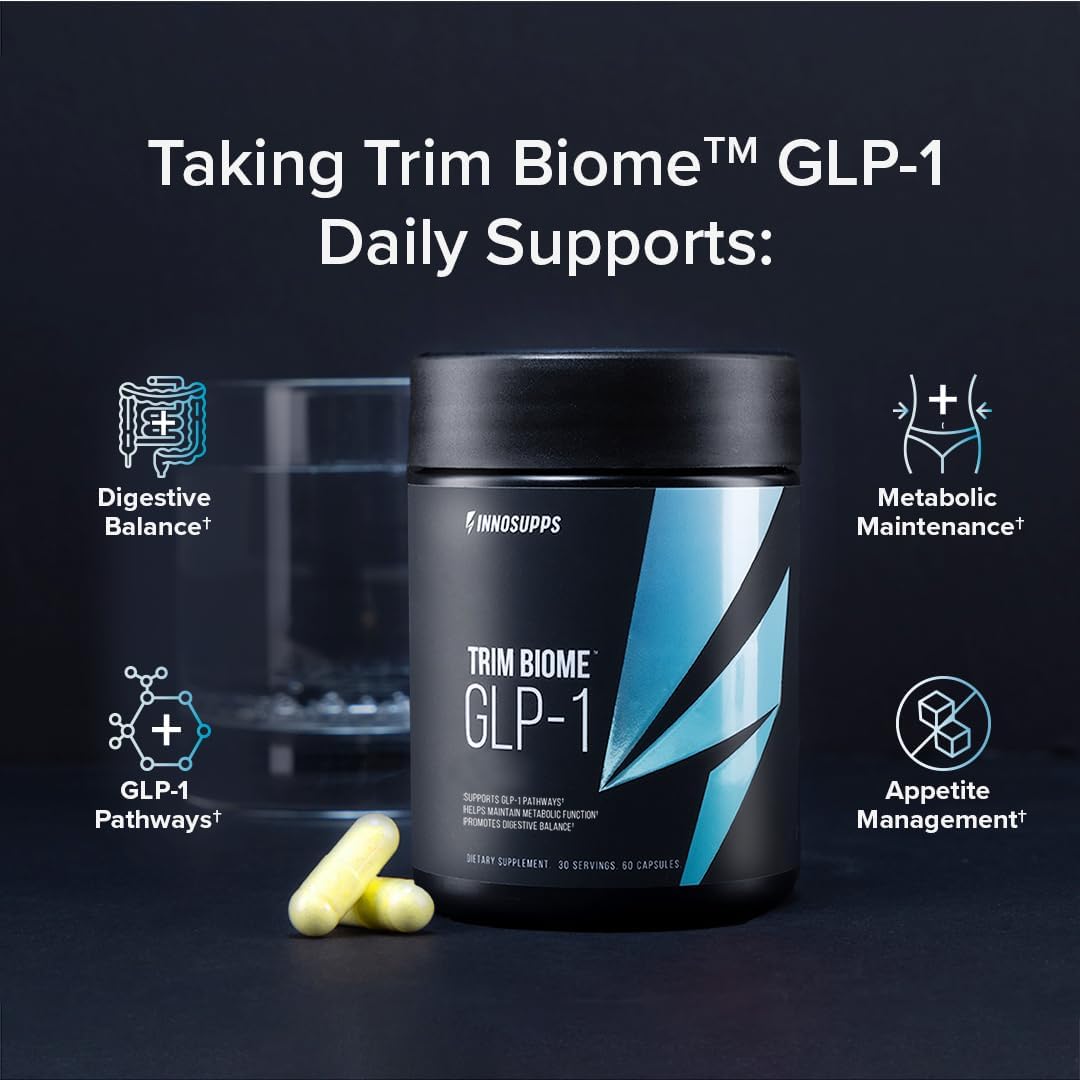 InnoSupps Trim Biome™ GLP-1 | Gut Health + Metabolic Support* | Prebiotic + Probiotic + Postbiotic | Akkermansia + Berberine | 60 Capsules. 30 Servings