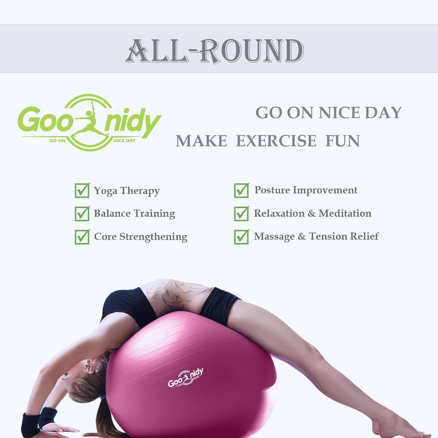 Soft Exercise ball, Anti-Burst Yoga Ball Chair Supports 2200lbs, Workout Equipment w/ Pump for Women Pregnancy, Medicine, Birthing, Physical Therapy, Stability, Excersing, Birth, Swiss, Fitness, Gym